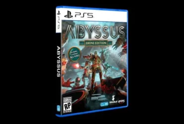 Capa oficial do jogo Abyssus mostrando personagem subaquático com equipamento futurista