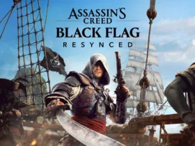 Cena de Assassin’s Creed Black Flag Resynced mostrando navio pirata e ilha caribenha com gráficos aprimorados no PS5 Pro
