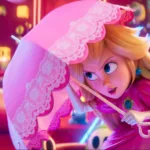 Cena do filme The Super Mario Galaxy Movie com Mario e Princesa Peach