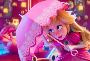 Cena do filme The Super Mario Galaxy Movie com Mario e Princesa Peach