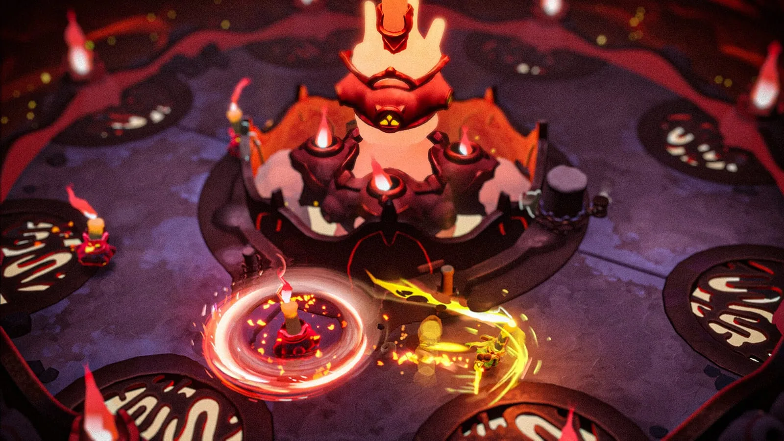 Cena do jogo Candellum mostrando o guerreiro feito de vela em ambiente sombrio