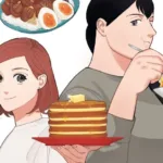 Cena do mangá She Loves to Cook, and She Loves to Eat mostrando duas personagens femininas em uma cozinha