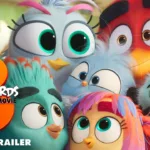 Cena do trailer de The Angry Birds Movie 3 com o bebê pássaro e Red