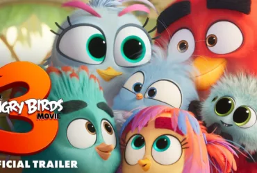 Cena do trailer de The Angry Birds Movie 3 com o bebê pássaro e Red
