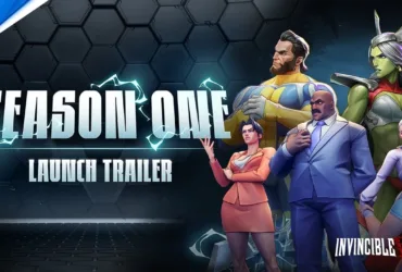 Cena do trailer do DLC 1 de Invincible VS mostrando personagens Universa e The Immortal no PS5