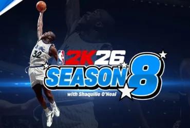 Cena do trailer oficial da Season 8 de NBA 2K26 mostrando jogadores em ação em quadra