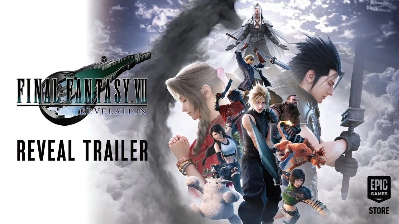 Cena do trailer oficial de FINAL FANTASY VII REVELATION mostrando personagens em ação com visual moderno