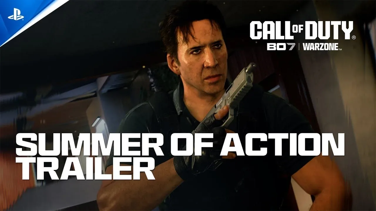 Cena do trailer oficial Summer of Action de Call of Duty Black Ops 7 e Warzone