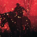 Concept art de Guns of Eschaton com visual faroeste e elementos sombrios