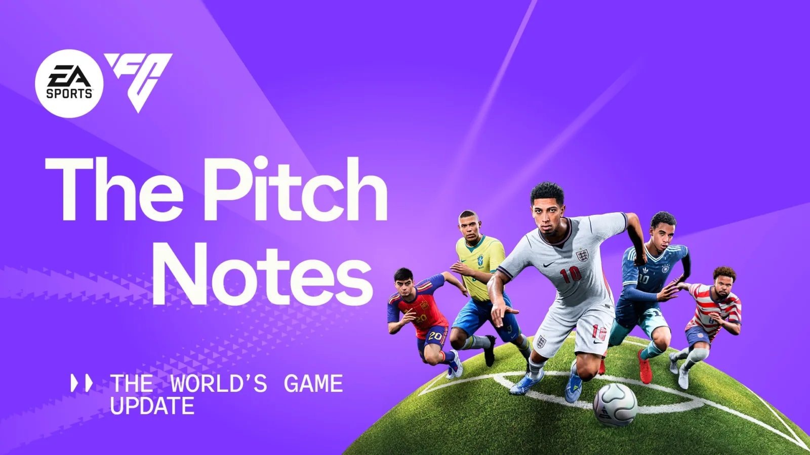 Arte oficial da atualização The World's Game do EA Sports FC 26 com jogadores de seleções internacionais.