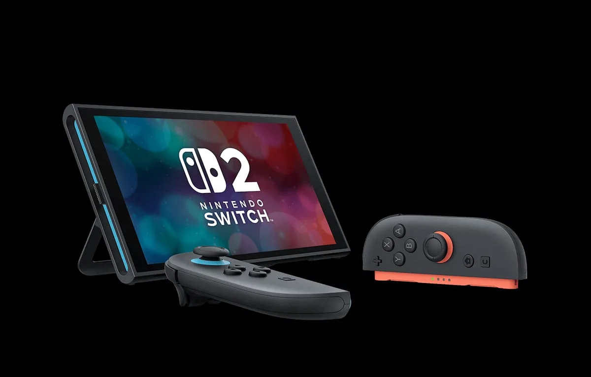 Imagem do Nintendo Switch 2 destacando a tela LCD