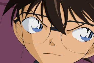 Imagem oficial do animê Detective Conan com o protagonista Shinichi Kudo