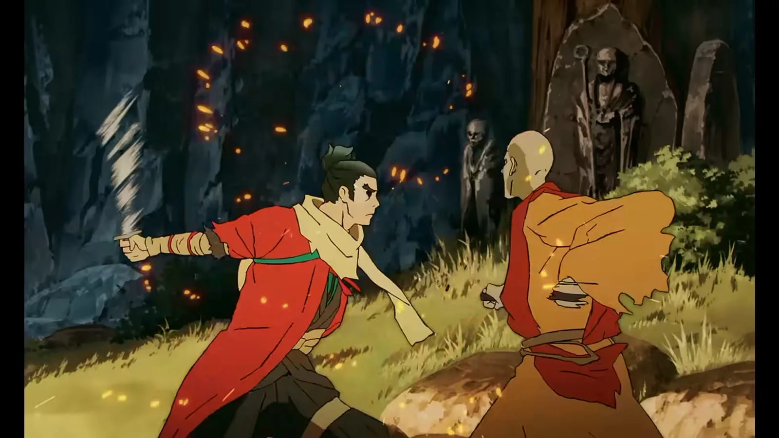 Imagem oficial do anime Sekiro: No Defeat mostrando personagem principal em ambiente japonês histórico