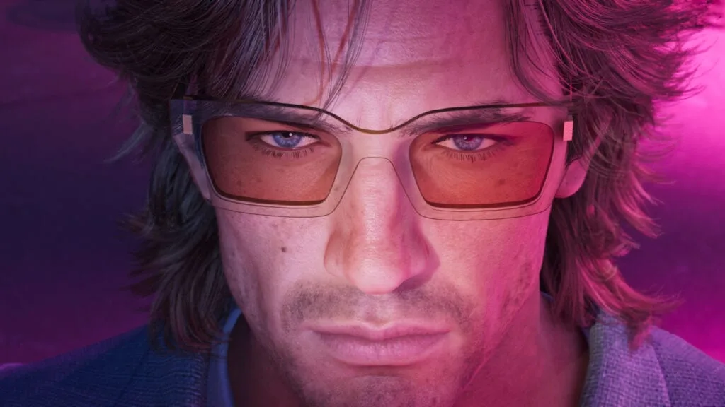 Imagem promocional de GTA 6 mostrando personagens com destaque para o PS5 e ausência de Xbox