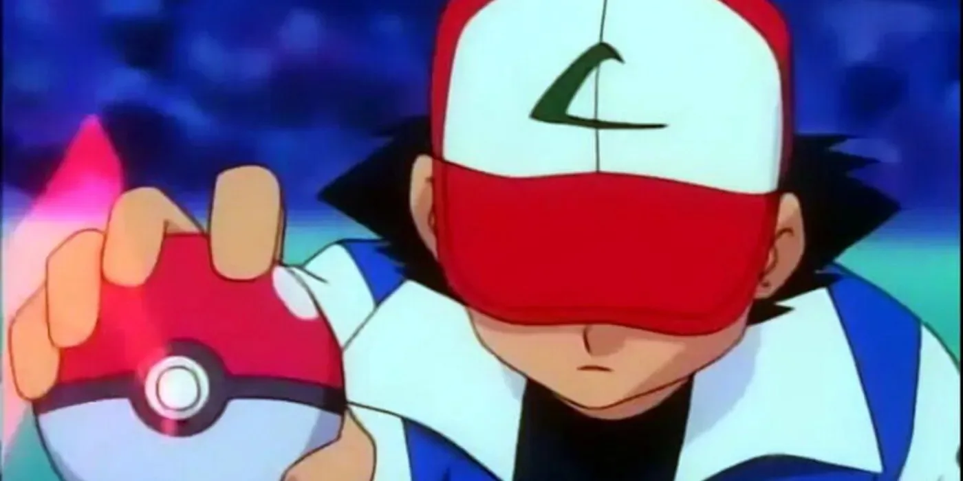 Ash Ketchum segurando uma Pokébola com a cabeça baixa após uma derrota, expressão abatida, representando o custo emocional da insistência e a dificuldade de parar