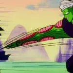 Piccolo observando Gohan criança durante um treinamento intenso em Dragon Ball Z, em um cenário isolado e hostil, simbolizando a linha delicada entre preparação, pressão e violência “educativa” nas histórias de anime.