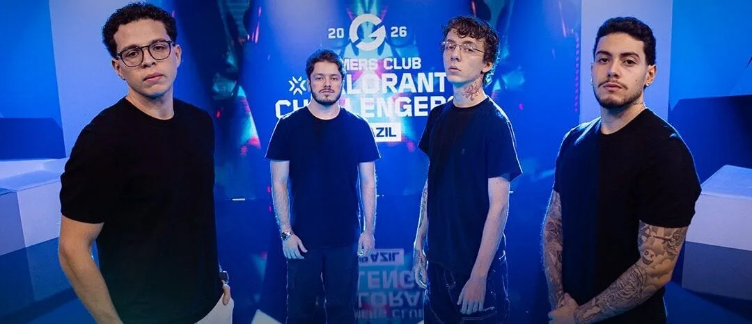 Jogadores de VALORANT em ação durante o Challengers 2026 Brazil Gamers Club Stage 2