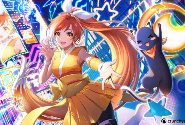 Logo da Crunchyroll em destaque sobre fundo roxo, imagem de divulgação da plataforma de streaming de anime