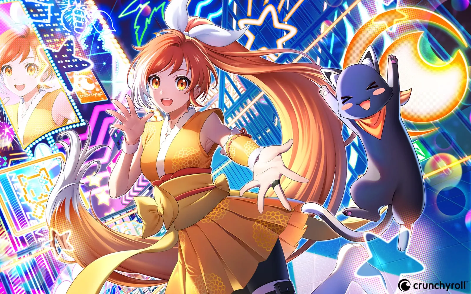 Logo da Crunchyroll em destaque sobre fundo roxo, imagem de divulgação da plataforma de streaming de anime