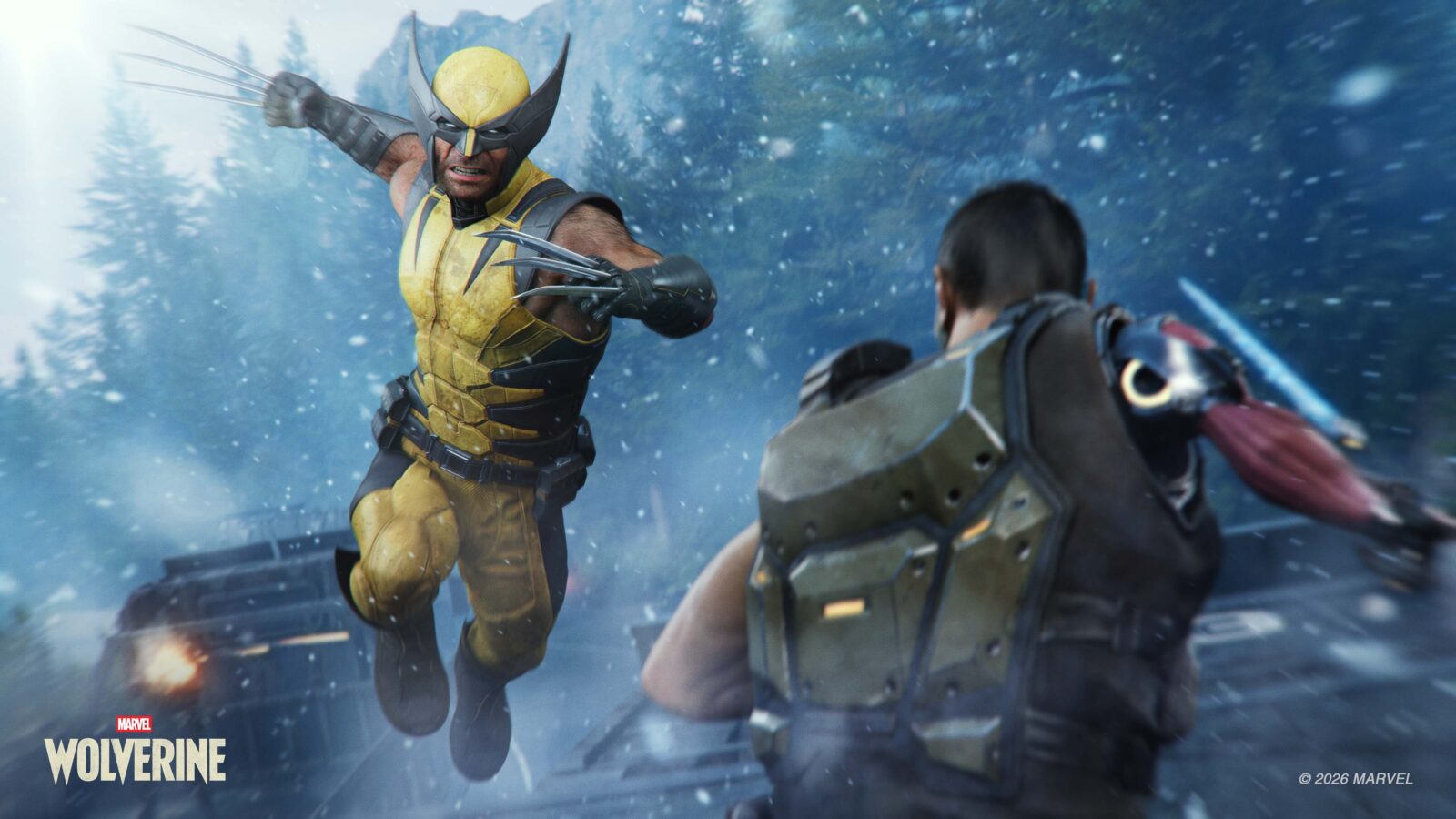 Wolverine atacando inimigos durante cena de ação em Marvel’s Wolverine para PS5.