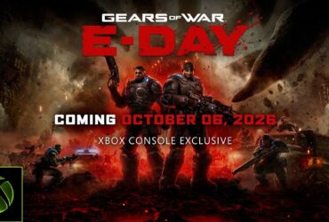 Arte oficial de Gears of War E-Day, novo jogo exclusivo de console Xbox.