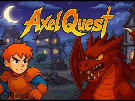 Cena de gameplay de Axel Quest com visual pixel art no Nintendo Switch