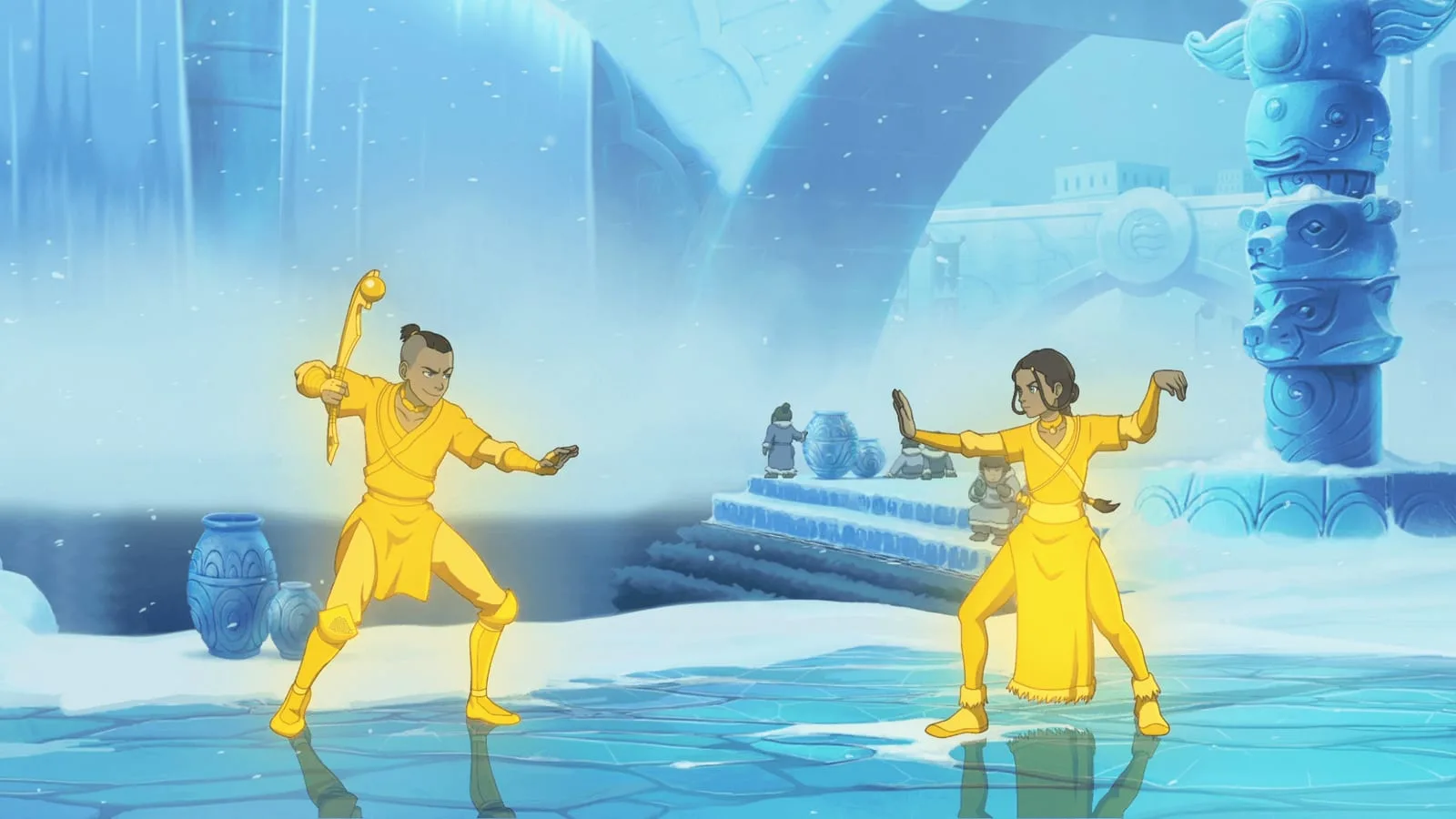 Personagem Azula lutando no estágio Spirit Wilds