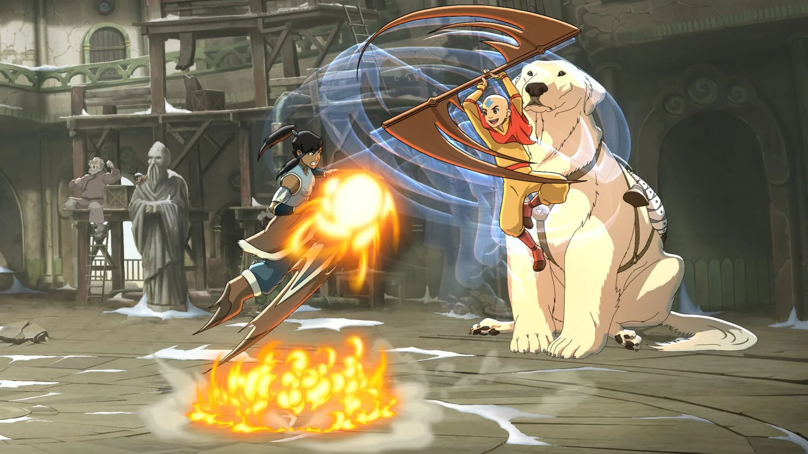 Personagens da franquia Avatar prontos para a luta