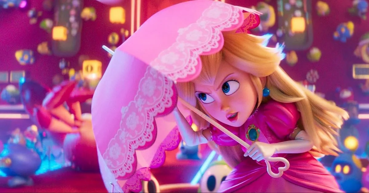 Personagens Mario, Luigi, Peach e Toad em cena do filme The Super Mario Galaxy Movie