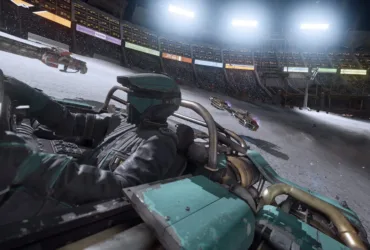 Piloto de landspeeder em corrida de Star Wars: Galactic Racer