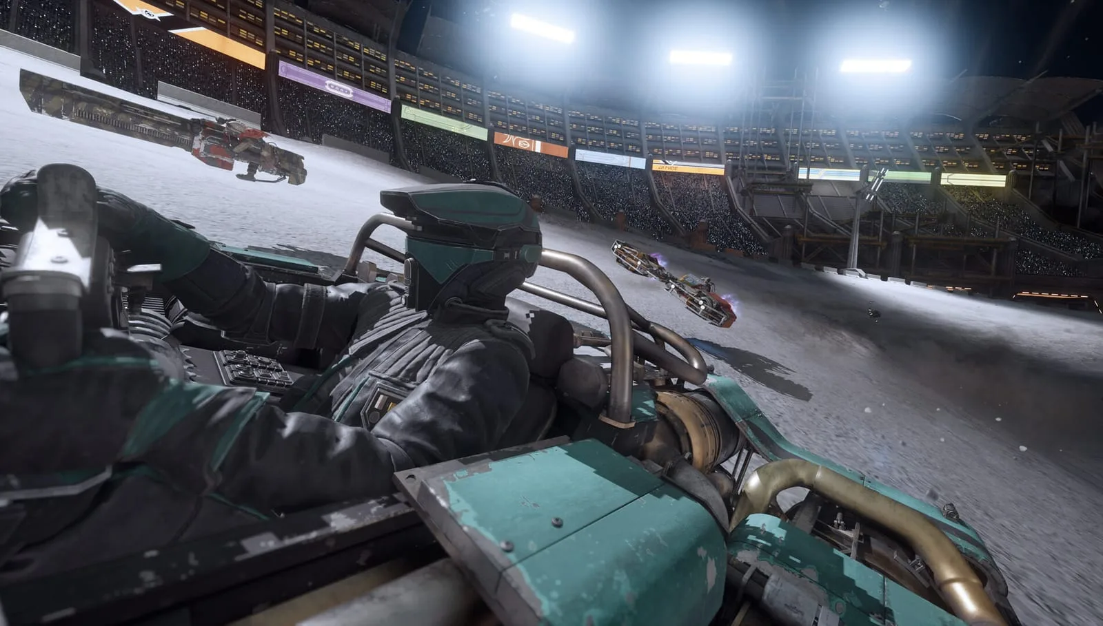 Piloto de landspeeder em corrida de Star Wars: Galactic Racer