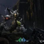 Screenshot de Doom: The Dark Ages mostrando combate intenso com efeitos visuais detalhados no PS5 Pro
