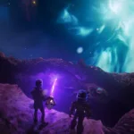 Screenshot de gameplay de Stars Reach mostrando planeta com ecossistema dinâmico