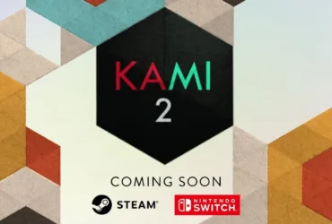 Screenshot oficial de Kami 2 mostrando fases com cores vibrantes e design minimalista