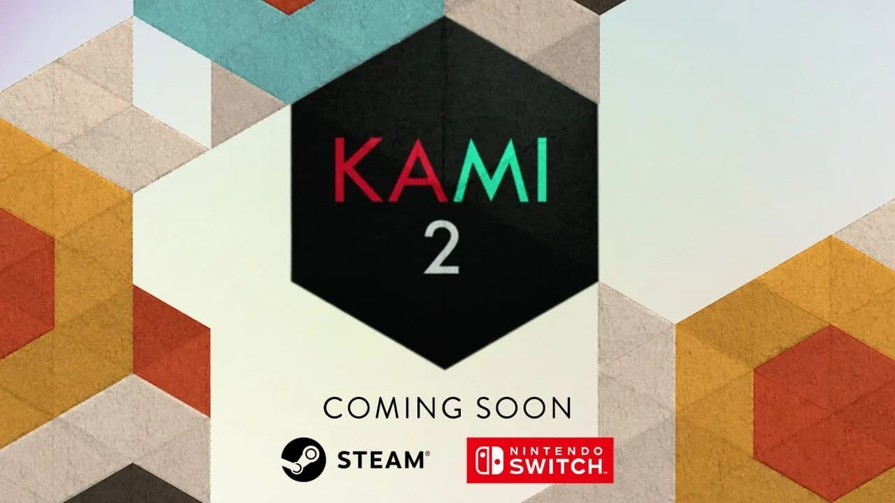Screenshot oficial de Kami 2 mostrando fases com cores vibrantes e design minimalista