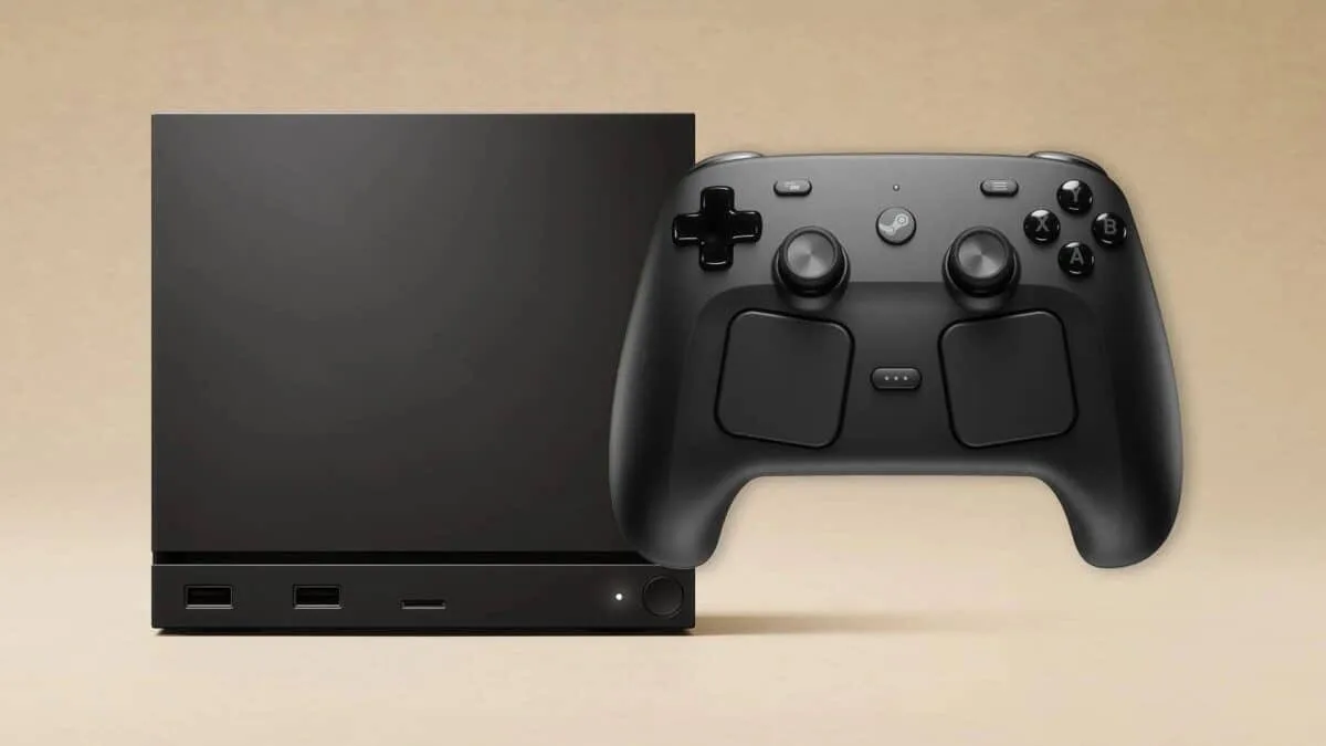 Steam Machine ao lado da logo da Valve