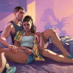 Tela promocional de GTA 6 mostrando gráficos do jogo