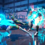 Universa, personagem DLC de Invincible VS, com seu Cajado da Liderança