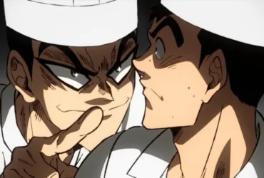 Visual oficial do anime Iron Wok Jan! com personagens em ação na cozinha