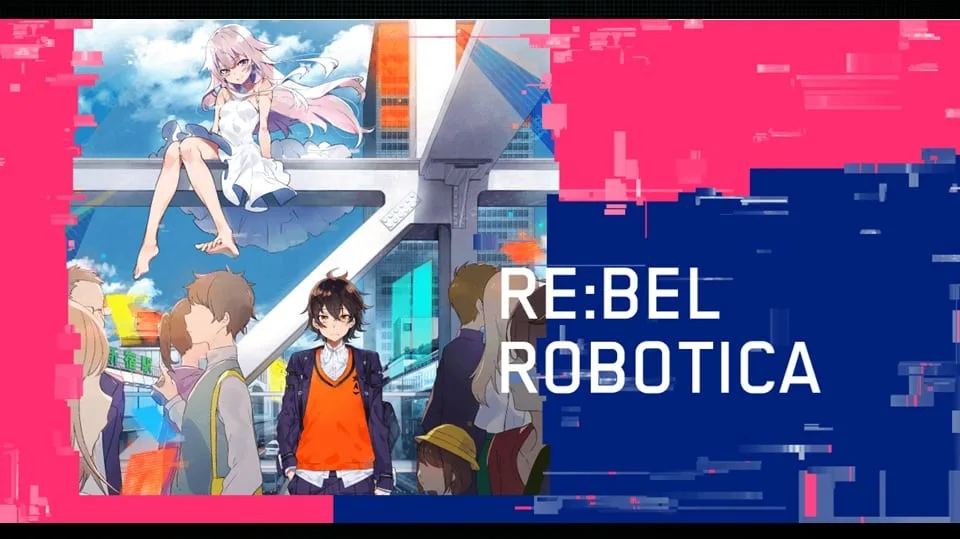 Visual oficial do anime RE:BEL ROBOTICA com a personagem Lily na ambientação futurista de Shibuya