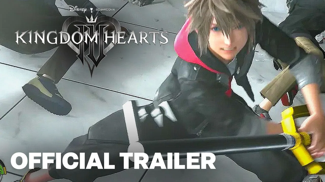 Arte oficial de Kingdom Hearts 4 com Sora em combate