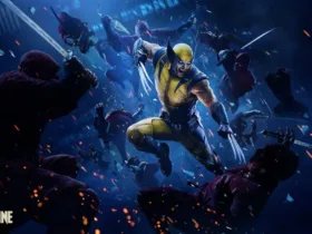 Arte oficial do jogo Marvel’s Wolverine mostrando Logan em pose de combate
