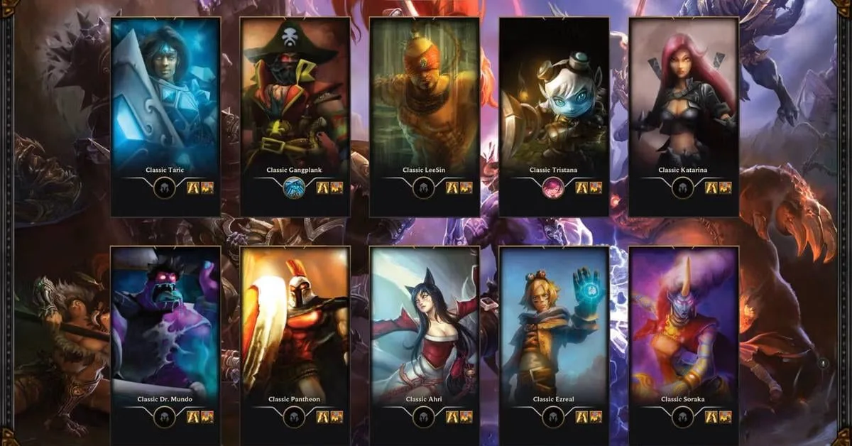 Campeões clássicos de League of Legends Classic em arte oficial