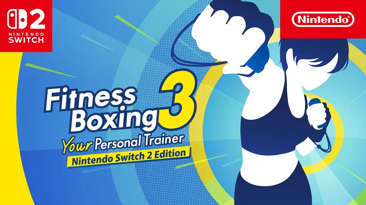 Capa do trailer oficial de Fitness Boxing 3 no Nintendo Switch 2 mostrando personagem treinando