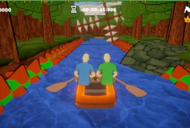 Captura de tela do jogo Paddle Paddle Paddle destacando gameplay