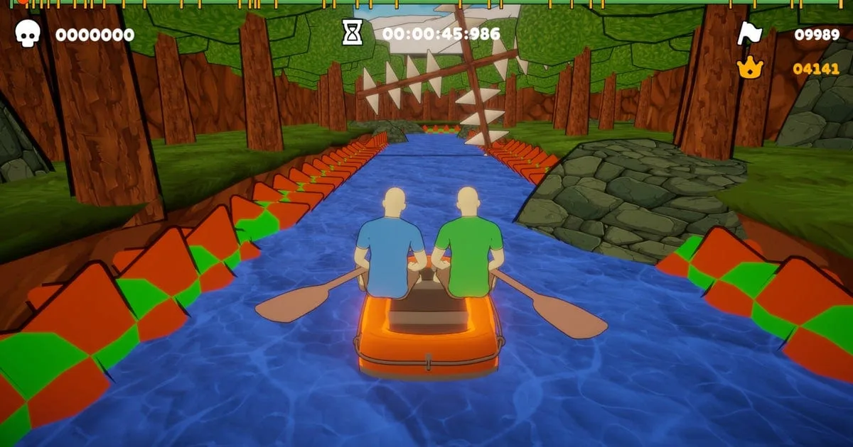 Captura de tela do jogo Paddle Paddle Paddle destacando gameplay