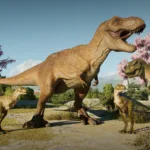 Captura oficial da atualização grátis de Jurassic World Evolution 3 com Torosaurus e Minmi