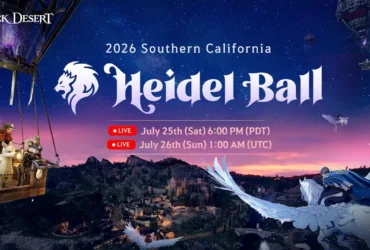 Cartaz oficial do evento Heidel Ball 2026 de Black Desert mostrando convite animado