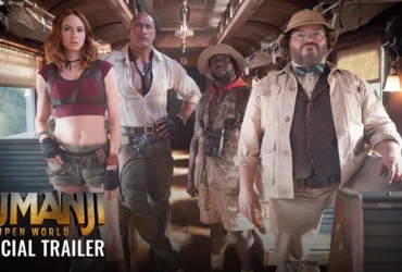 Cartaz promocional do filme Jumanji: Open World com personagens principais