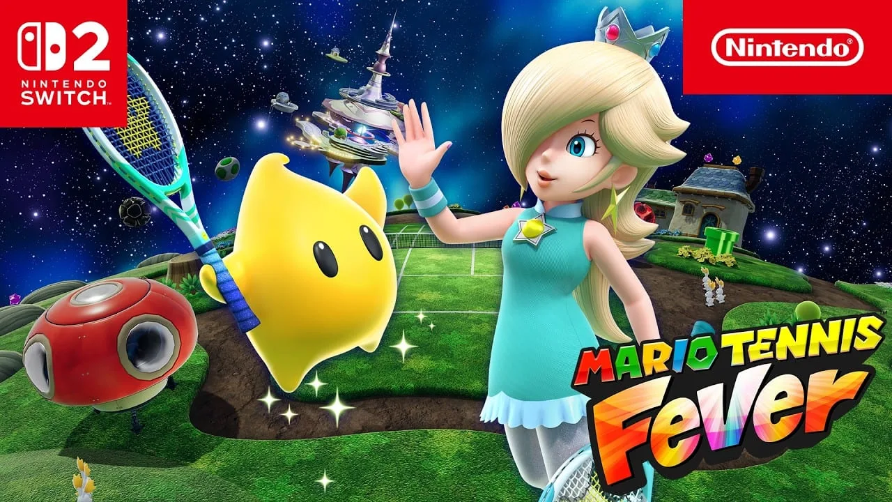 Cena da nova quadra Galaxy em Mario Tennis Fever no Nintendo Switch 2